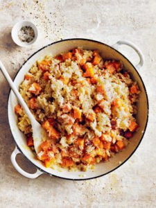 baked pumpkin and bacon risotto